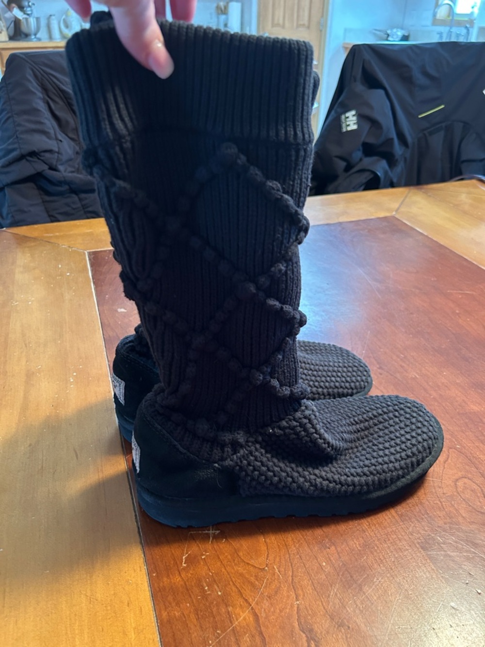 UGG Black Knit Tall Ankle Boots